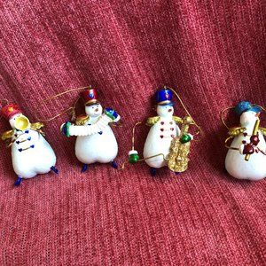 Adorable 4-piece snowman band Christmas tree ornaments